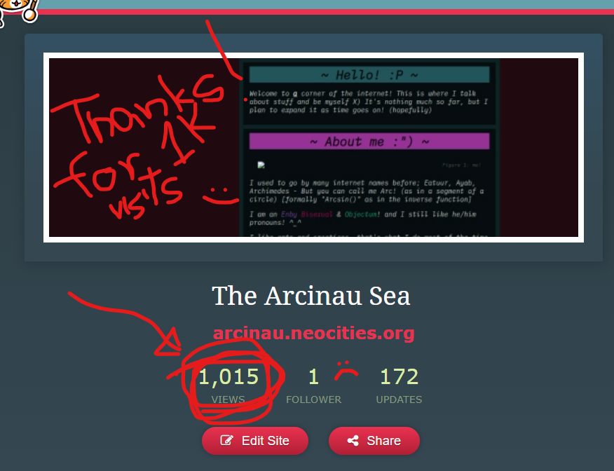 1,000 visits milestone screenshot