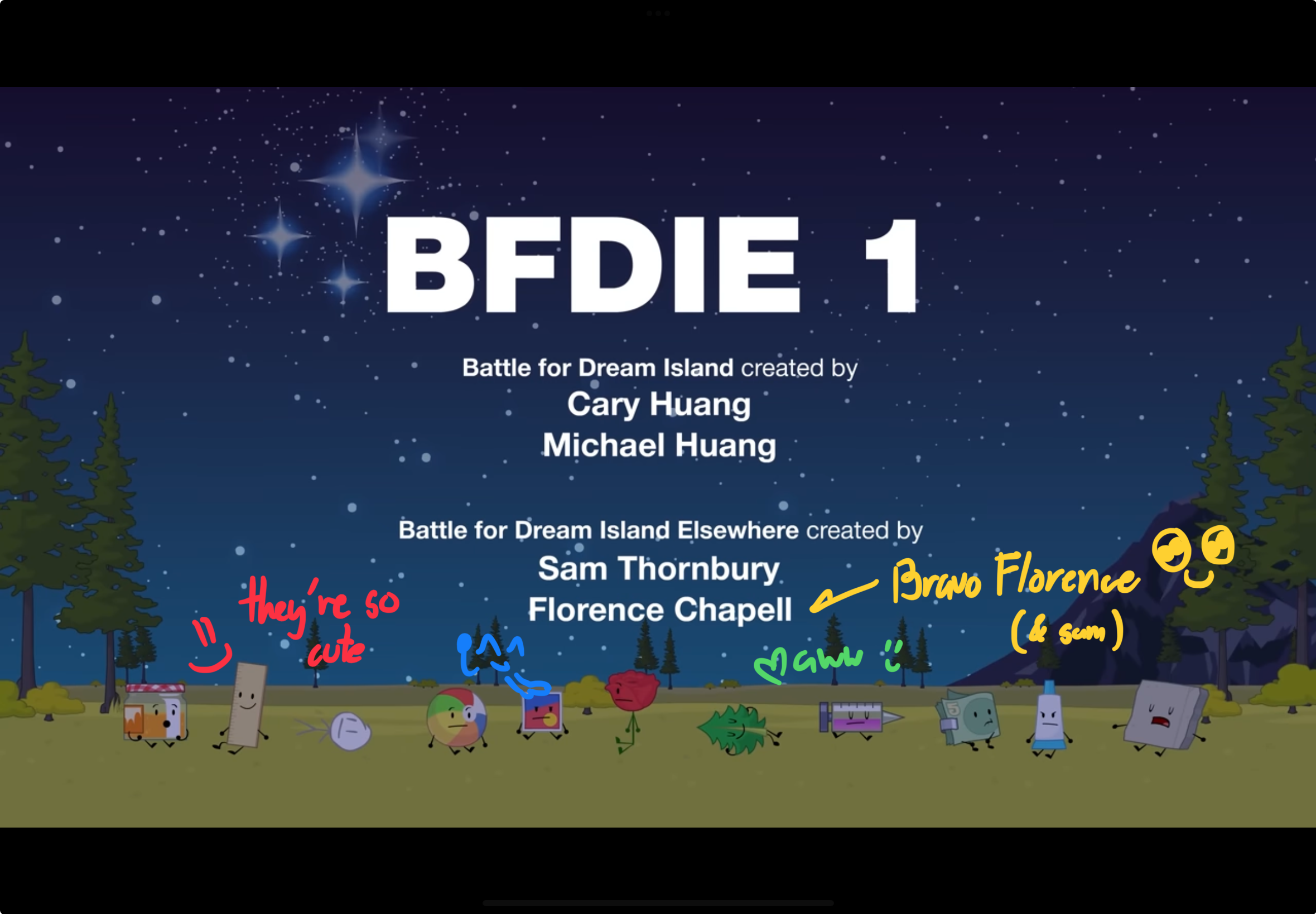 Ending screen of BFDIE 1 :P look at all of them!!!